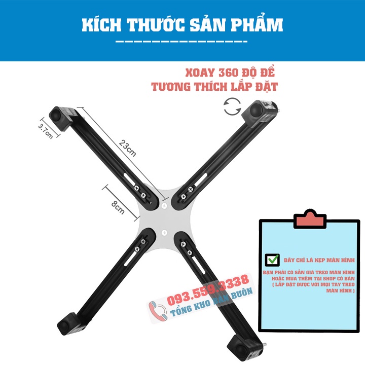 Kẹp Dành Cho Màn Hình Máy Tính XL101 - Không Có Lỗ Ốc Treo Vesa 14 - 27 Inch-Tương Thích Mọi Giá Treo [ Rẻ Hơn NB FP1 ]