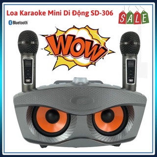 Loa Bluetooth Karaoke ⭐FREE SHIP⭐ (Tặng Kèm 2 Mic Hát) Loa Bluetooth Karaoke Mini Di Động SD-306 Tích Hợp 2 Loa Bass