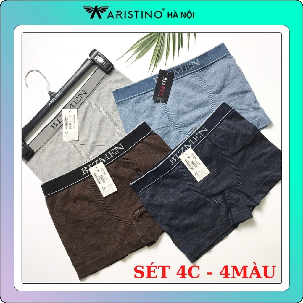 Combo 4 chiếc quần sịp đùi boxer ❤️BIZMEN❤️ do ARISTINO phân phối 90% cotton co giãn, cạp không đường may BTS012S9
