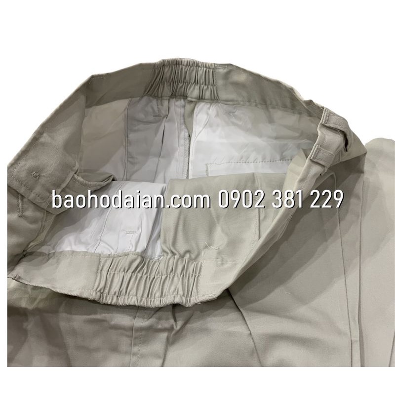 Quần áo bảo hộ kỹ sư màu kem phối xanh - Tinba 01