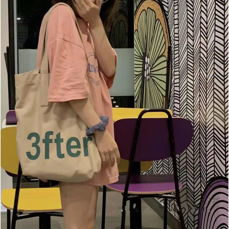 Túi tote đeo vai vải canvas đơn giản thời trang có túi zip bên trong sức chứa lớn phong pách Hàn Quốc mới 2021 cho nữ