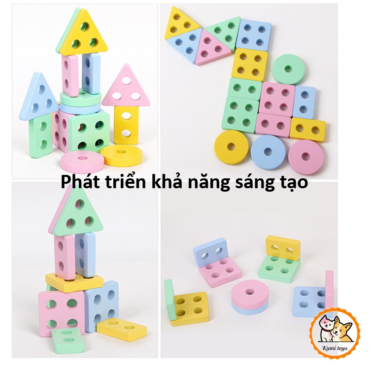 Đồ chơi thả hình bằng rèn luyện tư duy não bộ Montessori