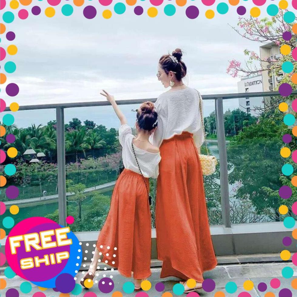 [❤️FREESHIP❤️] Set Đồ Đôi Mẹ Và Bé Gái Áo Quần Thắt Nơ Xẻ Tà - Mom&Kids Fashion