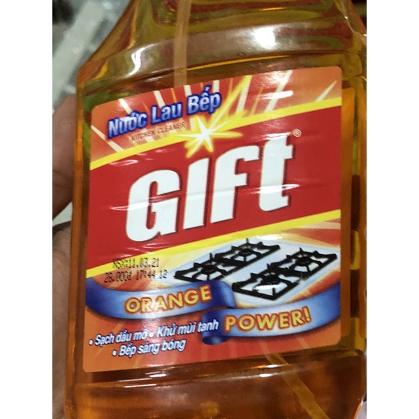 Nước lau bếp Gift 520ml tinh dầu cam chai vòi xịt kitchen cleaner