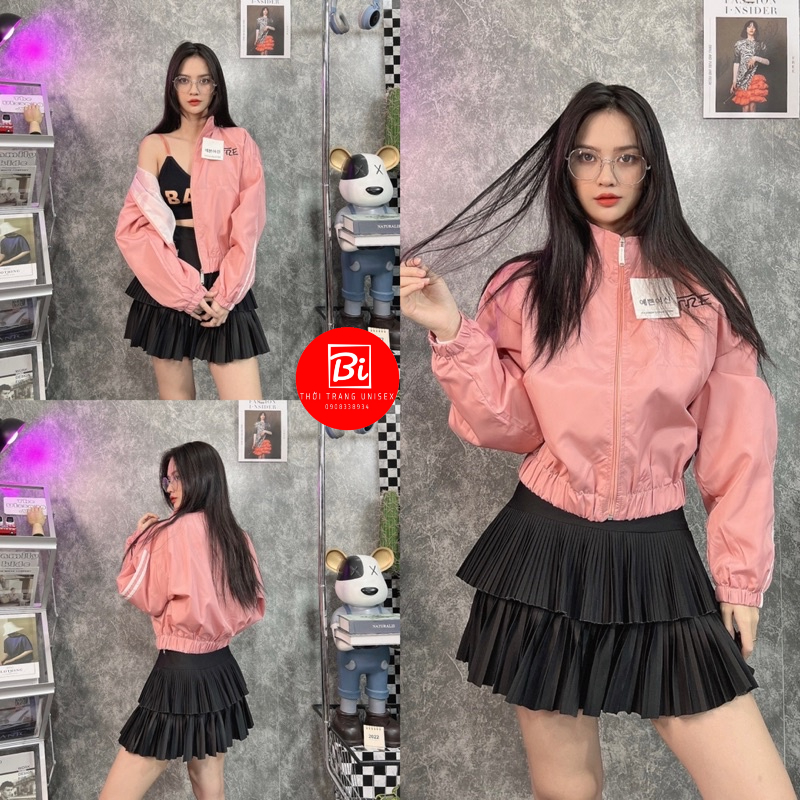 Áo Khoác Dù Nữ 2 Lớp Cổ Trụ Dáng Lửng Tay Cánh Dơi Phồng Form Rộng_Chất dù Miro Xịn Mang Mát Thoải Mái Không Bí Hơi_AK75