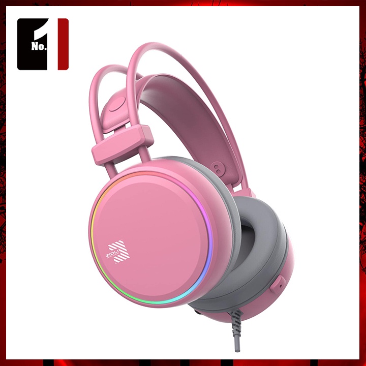 Tai Nghe Máy Tính Chụp Tai Có Mic Zidli FCORE FH11U Màu Hồng Led Rgb Tai Nghe Headphone Vi Tính Laptop Pc Có Dây
