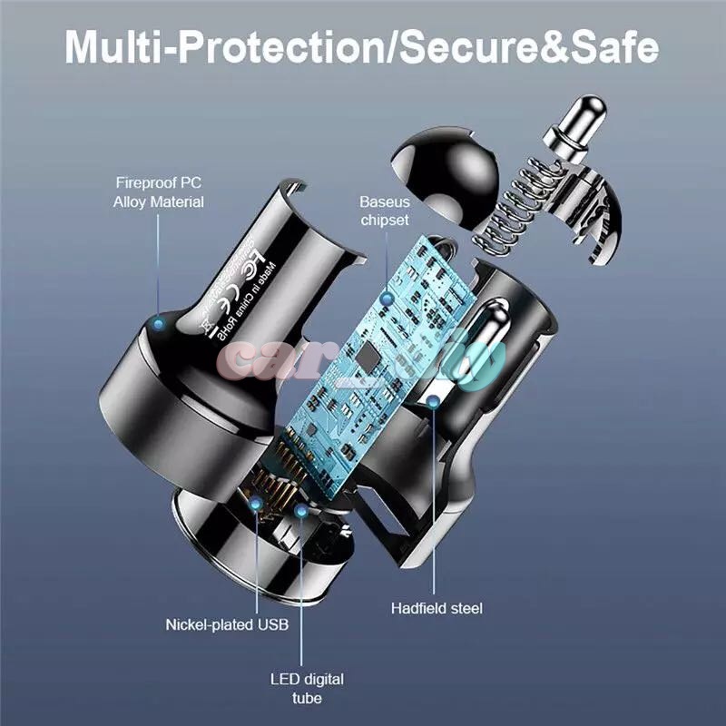 Tẩu Sạc 2 Cổng USB 3.1A 12-24V Có Màn Hình LCD Cho Điện Thoại Di Động