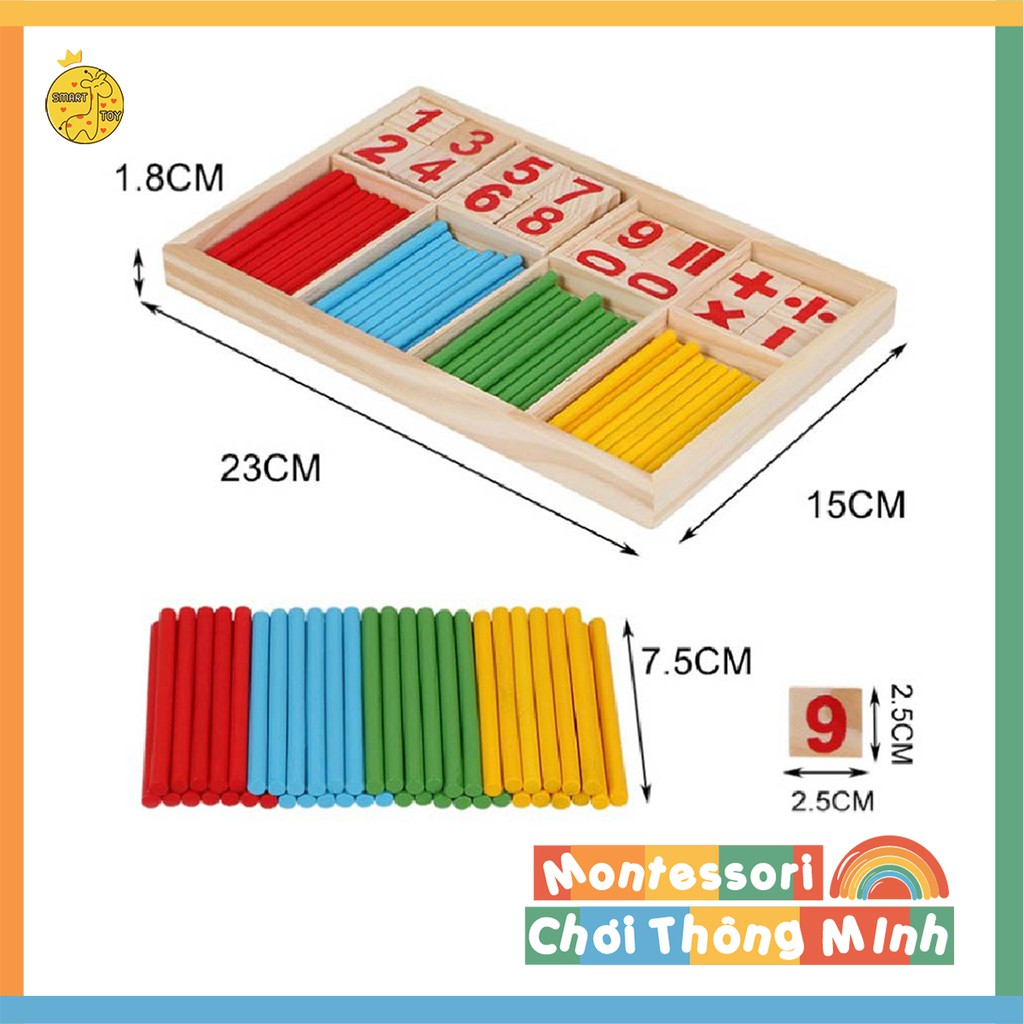 Bộ que tính học toán - Đồ chơi Montessori thông minh cho bé (Giao màu ngẫu nhiên)