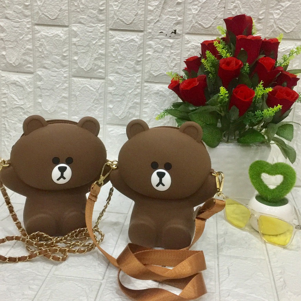 Túi Đeo Chéo GẤU BROWN Silicone