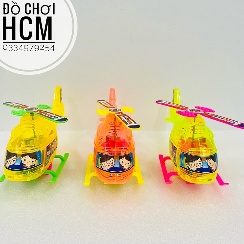 Đồ chơi máy bay trực thăng chạy bằng cót dây sáng đèn cho bé thích khám phá mô hình tàu bay