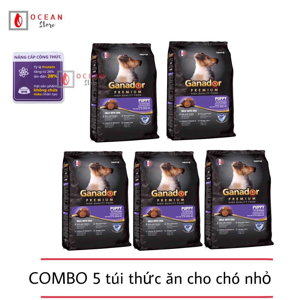 (COMBO 5 GÓI) Thức ăn cho chó vị sữa và DHA - Thức ăn Ganador Puppy 400g (dành cho chó dưới 1 năm)