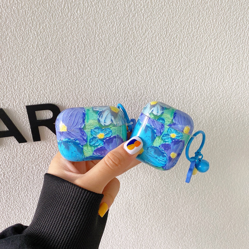 Vỏ Bảo Vệ Hộp Sạc Tai Nghe compatible AirPods3 / 3 Pro / 2Gen Họa Tiết Tranh Sơn Dầu Hình Hoa Cao Cấp