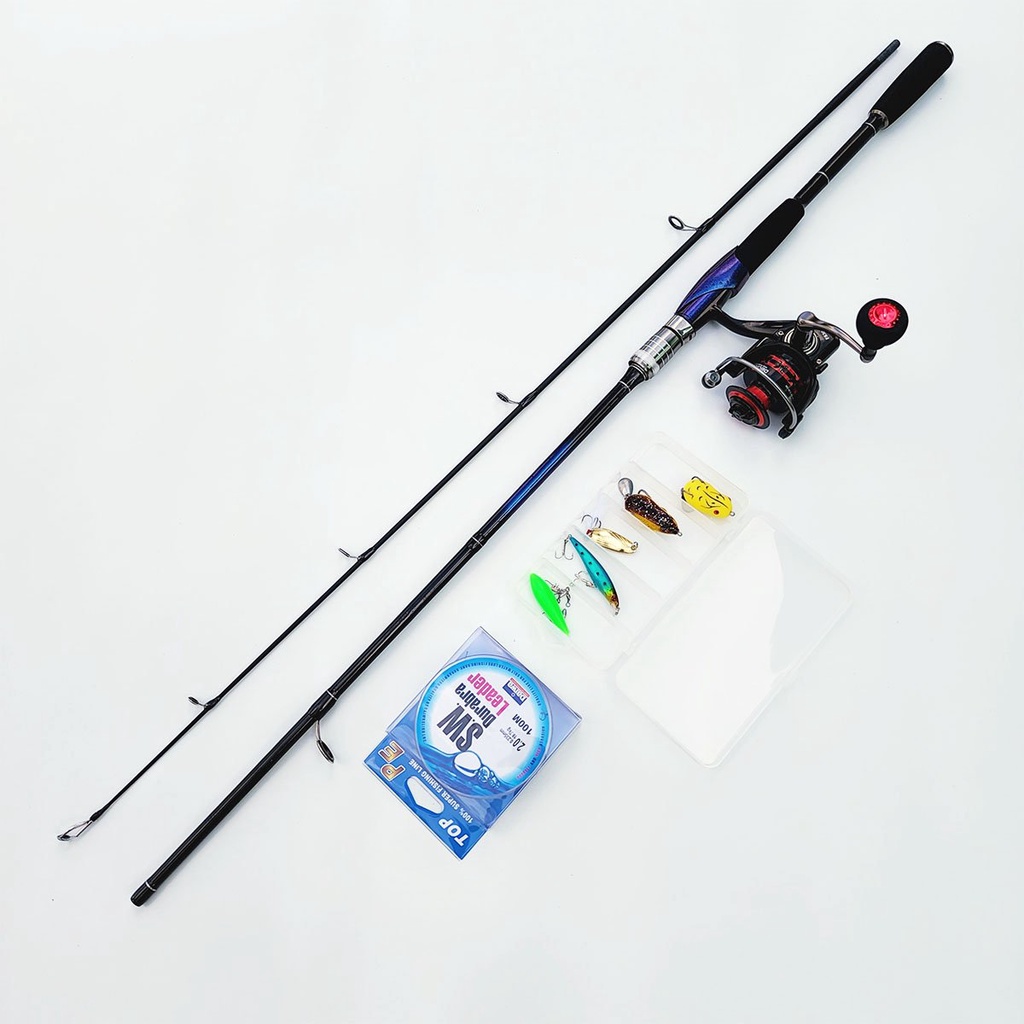 Bộ Cần Câu Lure Kratos Máy Đứng FS3000 Cần Câu Cá Carbon Kèm Dây PE Và Hộp Mồi Lure