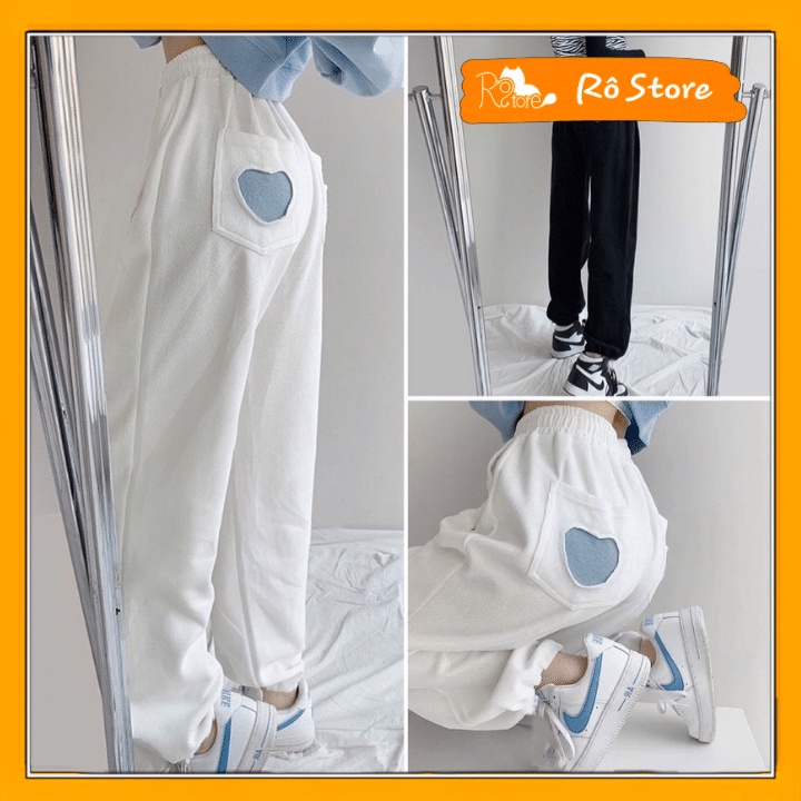 quần jogger tim/Quần ống bom cạp cao siêu hotđủ  màu đen, trắng dễ phối đồ RÔ STORE QD39