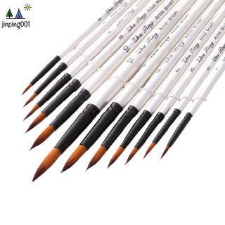 Bộ 12 cọ vẽ màu nước bằng sợi nylon cán gỗ