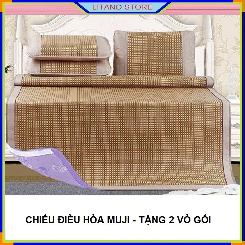 Chiếu Mây  Điều Hòa Muji  2 Mặt Cao Cấp Thoáng Mát Tặng Kèm 2 Vỏ Gối