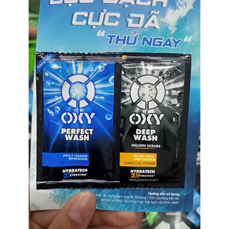 [ Hàng Tặng Chính Hãn] Combo 10 gói Sữa rửa mặt than hoạt tính có hạt sạch nhờn Oxy Deep 3g