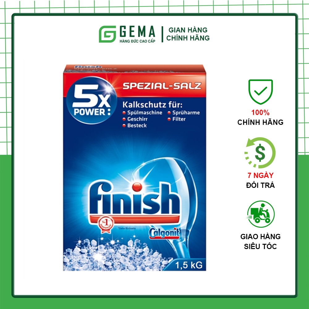 Muối rửa bát Finish 1,2 kg Muối làm mềm nước và duy trì tuổi thọ của máy rửa bát 1.2kg chính hãng Đức
