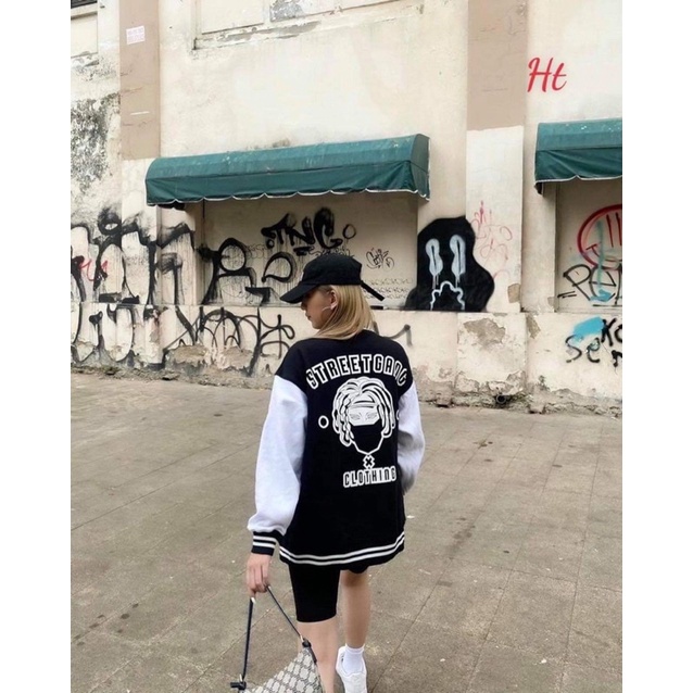 Áo bom ber phối tay KT STRE cúc bấm H2