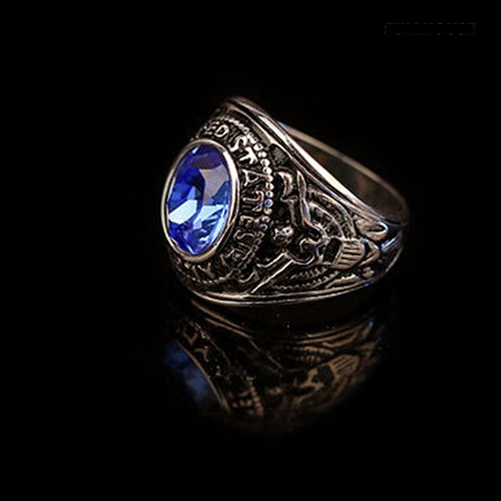 Nhẫn thép titan đính đá phong cách gothic bụi bặm thời trang dành cho nam