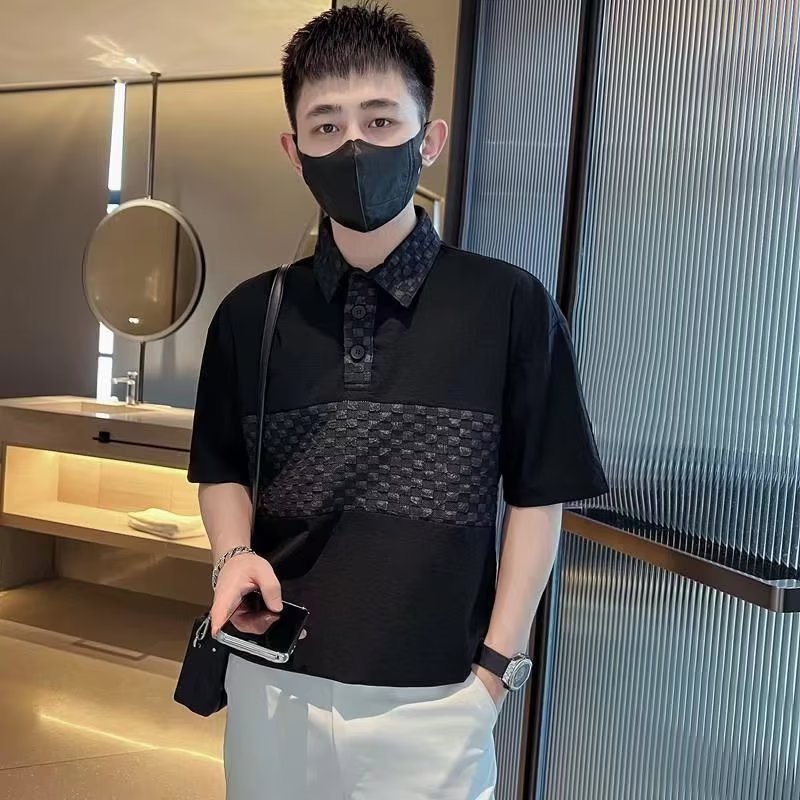 Áo Thun POLO Tay Ngắn Dáng Rộng Cài Nút Thoáng Khí Thoải Mái Phong Cách Hip Hop Đường Phố Hàn Quốc Cho Nam Cỡ M-3XL