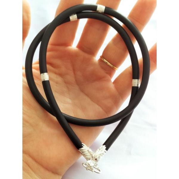 Vòng đeo cổ nam size 5li cao su bọc đầu rồng bạc 925 vĩnh viễn bảo hành đẳng cấp thời trang tiện lợi