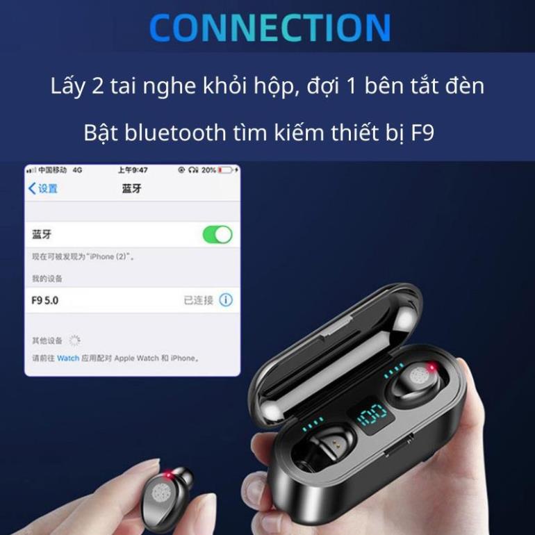 Tai nghe không dây Bluetooth AMOI F9 TWS 5.0 bản QUỐC TẾ cảm ứng chống nước