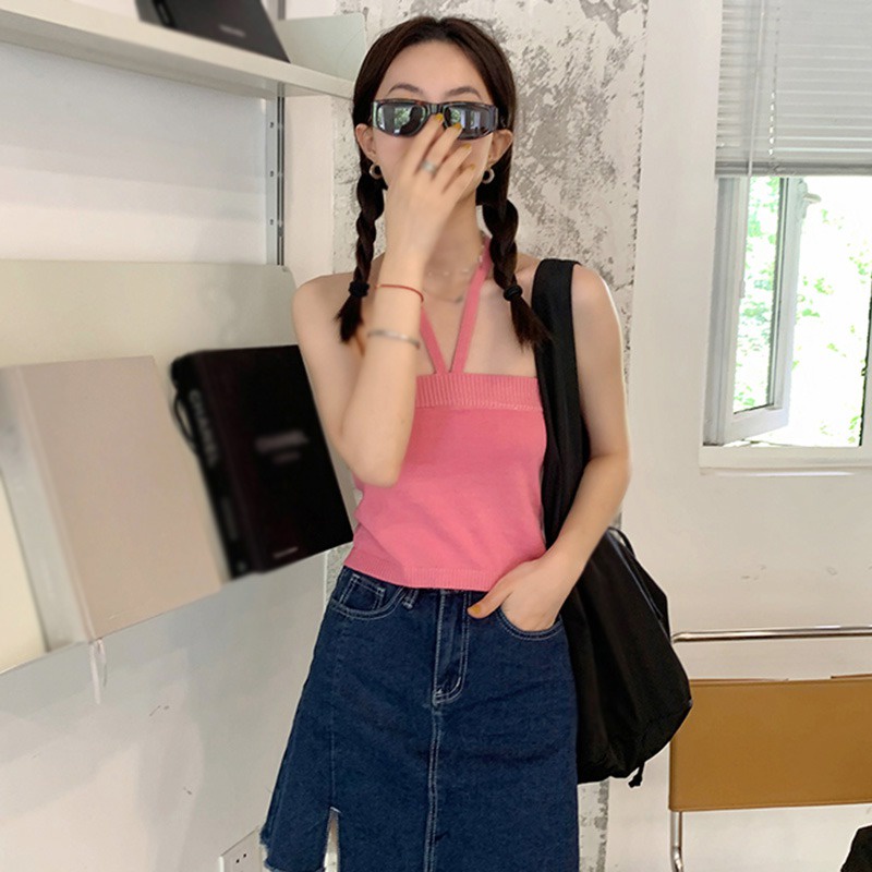 Áo Hai Dây Có Mút Đệm Màu Sắc Đơn Giản Gợi Cảm Cho Nữ