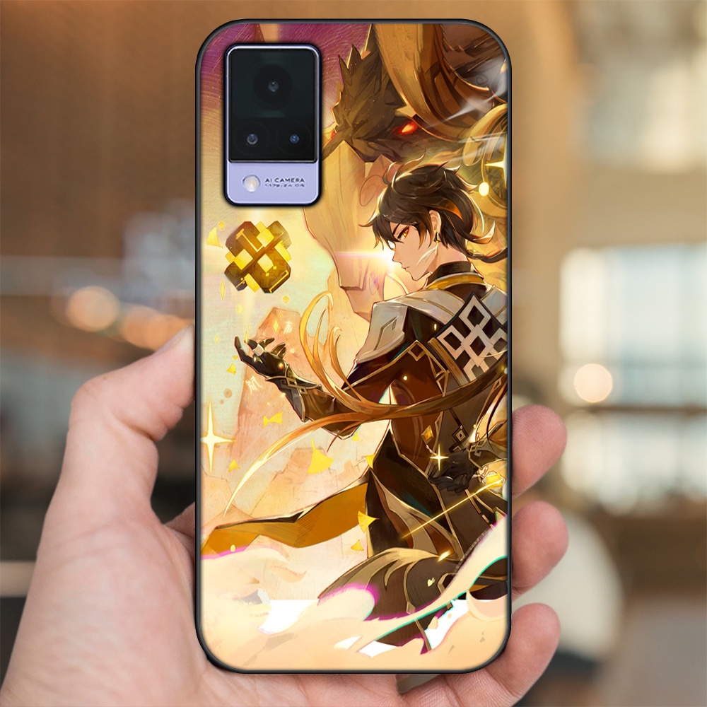 Ốp lưng Vivo V21 viền đen in hình Zhongli Genshin Impact