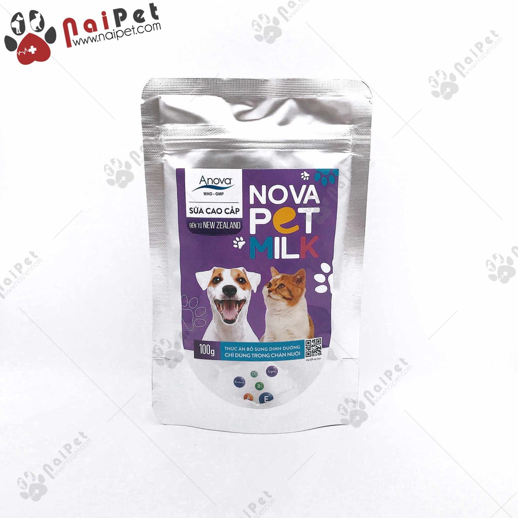 Sữa Bột Dinh Dưỡng Cho Chó Mèo Nova-Pet Milk Anova Gói 100g
