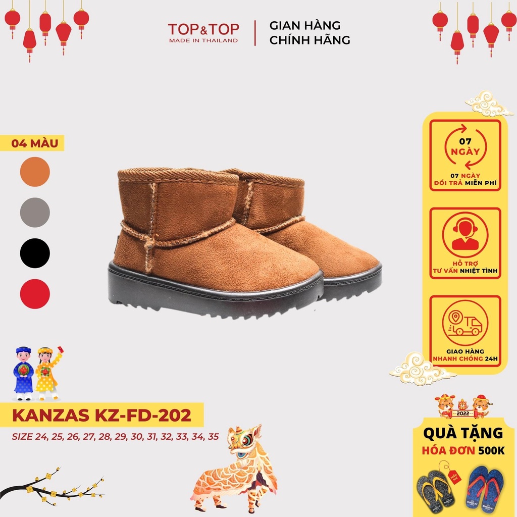 Giày bốt cho bé cao cổ chất da lộn có lót lông Kanzas KZ-FD-202 giúp chân bé được giữ ấm thumbnail