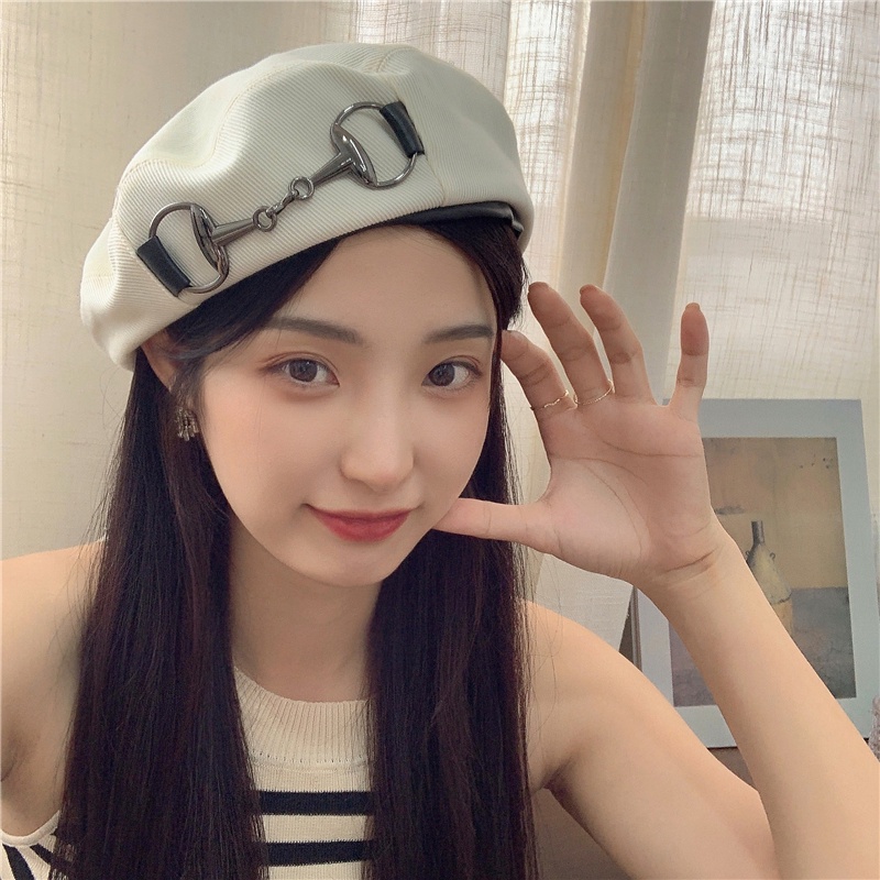 Mũ Beret Kim Loại Phong Cách Thời Trang Vintage Nhật Bản Dành Cho Nữ