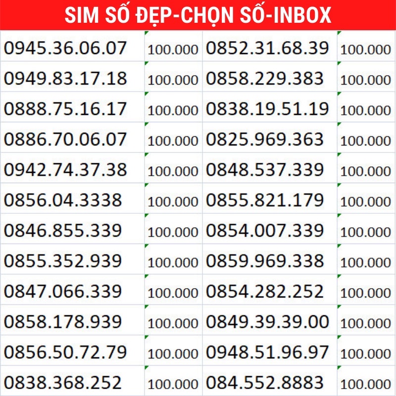 Sim Số Đẹp Vinaphone Được Chọn Số Phôi 4G 3in1 Số Dễ Nhớ Thích Hợp Dùng Lâu Dài