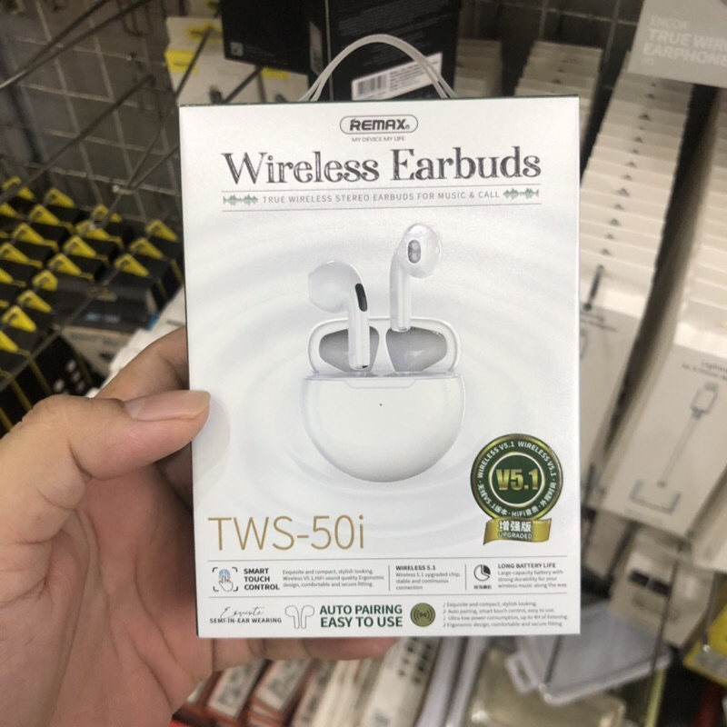 Tai nghe Bluetooth TWS Remax TWS 50i V5.1 Thiết kế nhỏ gọn, Thời trang
