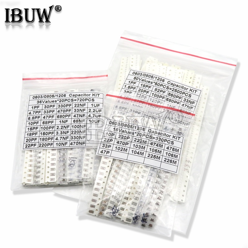 Set 320 Tụ Điện 0603 0805 1206 SMD 16/36/50Values ibuw 1PF ~ 1UF Chuyên Dụng