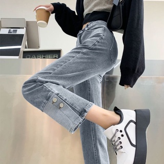 Quần Jean Nữ Lưng Cao Ống Đứng Xẻ Tà Plus Size