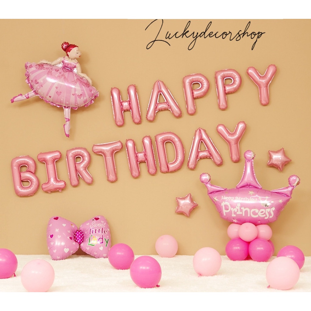 Set Bóng Bay Trang Trí Sinh Nhật Đủ Phụ Kiện Như Hình VBB03