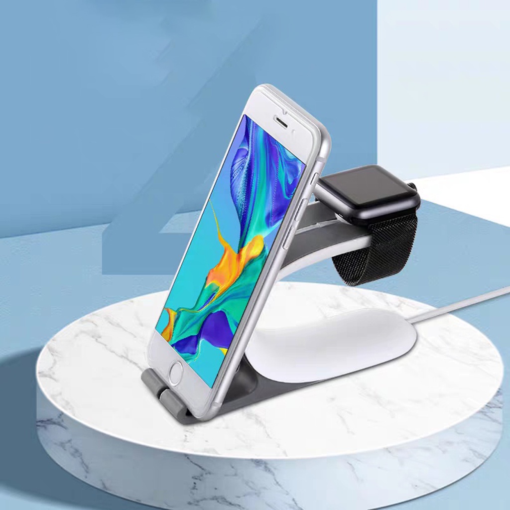 Đế sạc đa năng smart watch 2 trong 1, đế sạc đồng hồ thông minh kiêm giá đỡ điện thoại 2 trong 1