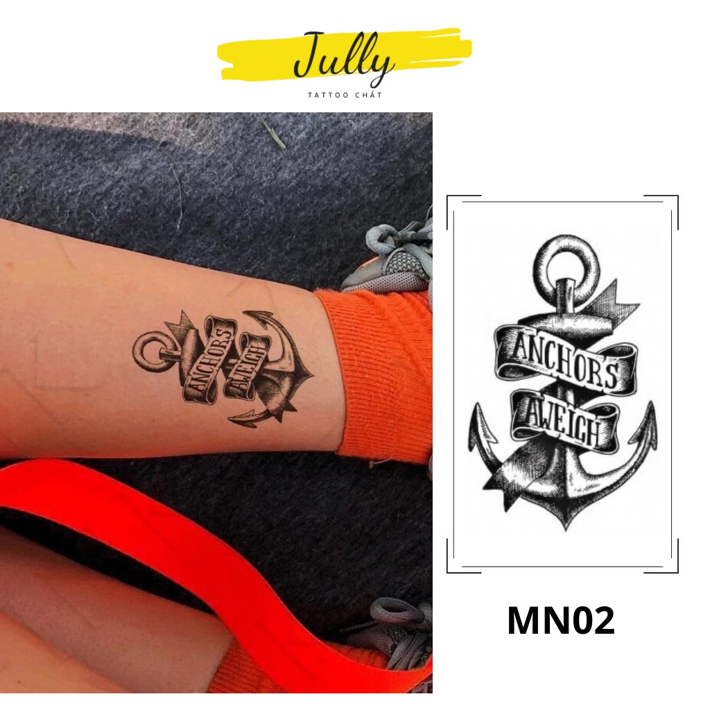 Hình xăm dán tạm thời mini hình mỏ neo đẹp nhật, chống nước, an toàn, bền đẹp JULLY Tattoo chất