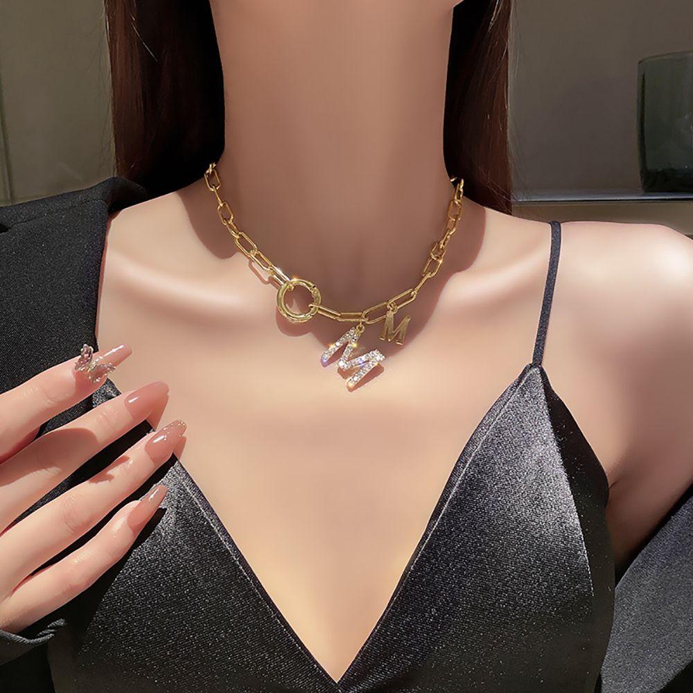 ANEMONE Vòng cổ Choker Mặt Chữ Đơn Giản Phong Cách Hip Hop Hàn Quốc Cho Nữ