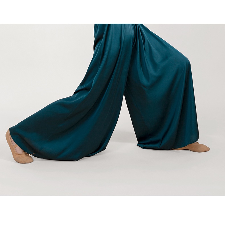 Quần Múa Ống Rộng Lưng Cao Bằng Satin Phong Cách Trung Hoa Mới