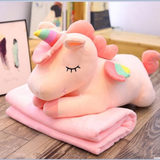 Sét Gấu Bông Có Mền 3in1 UNICORN Hồng
