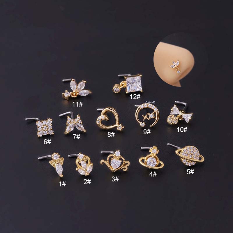 1 Khuyên Mũi Inox Đính Đá Zircon 20G
