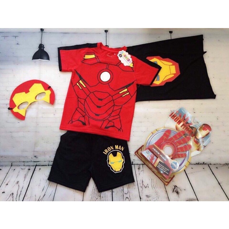BỘ quần ÁO SIÊU ANH HÙNG SIÊU NHÂN KÈM MẶT NẠ KHĂN CHOÀNG hoá trang Ironman người sắt