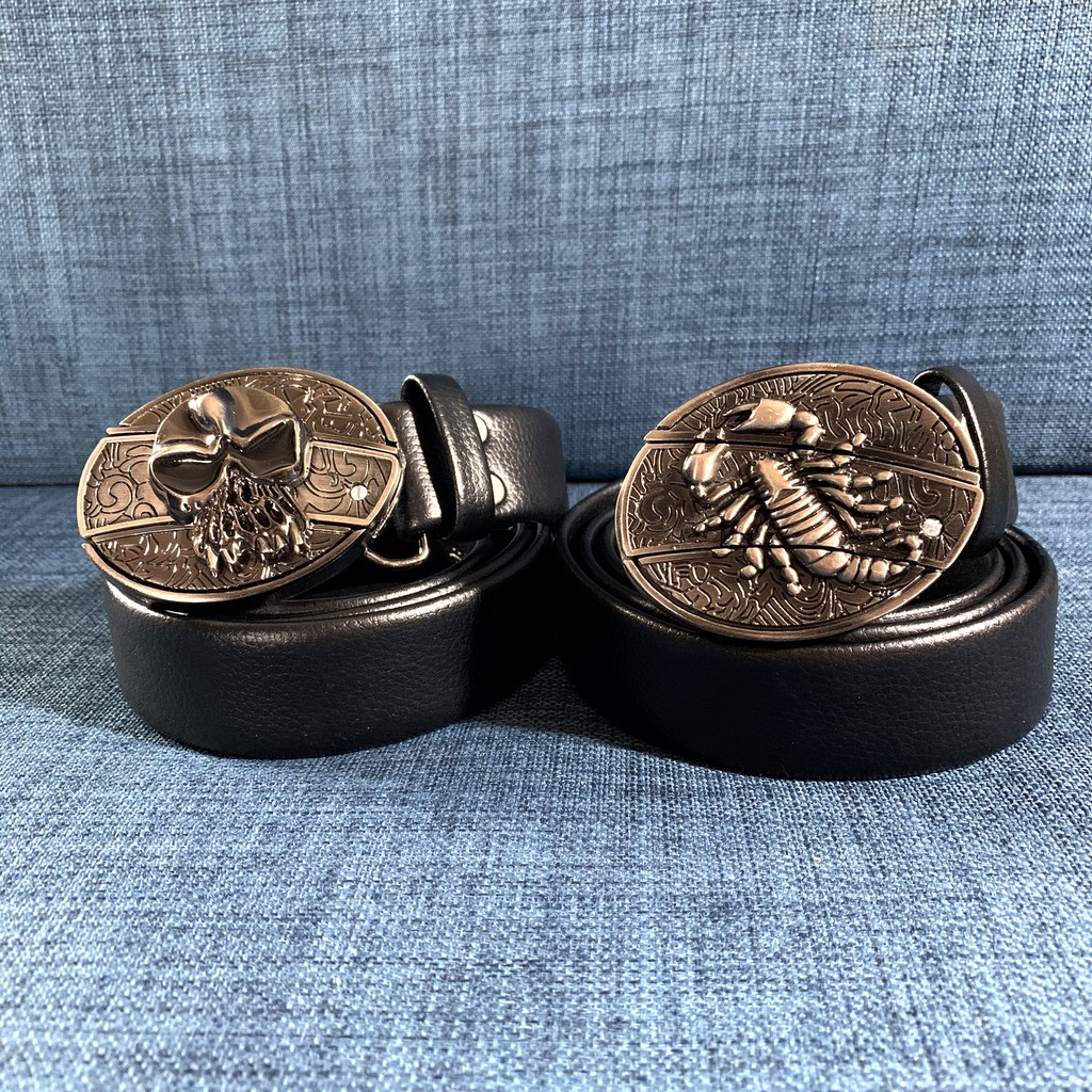 Thắt lưng mặt độc lạ mặt kim loại dây da hàng cao cấp