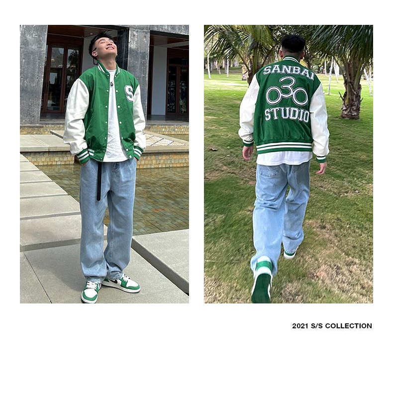 Quần Denim Ống Suông Rộng Màu Trơn Thời Trang Retro Nhật Bản