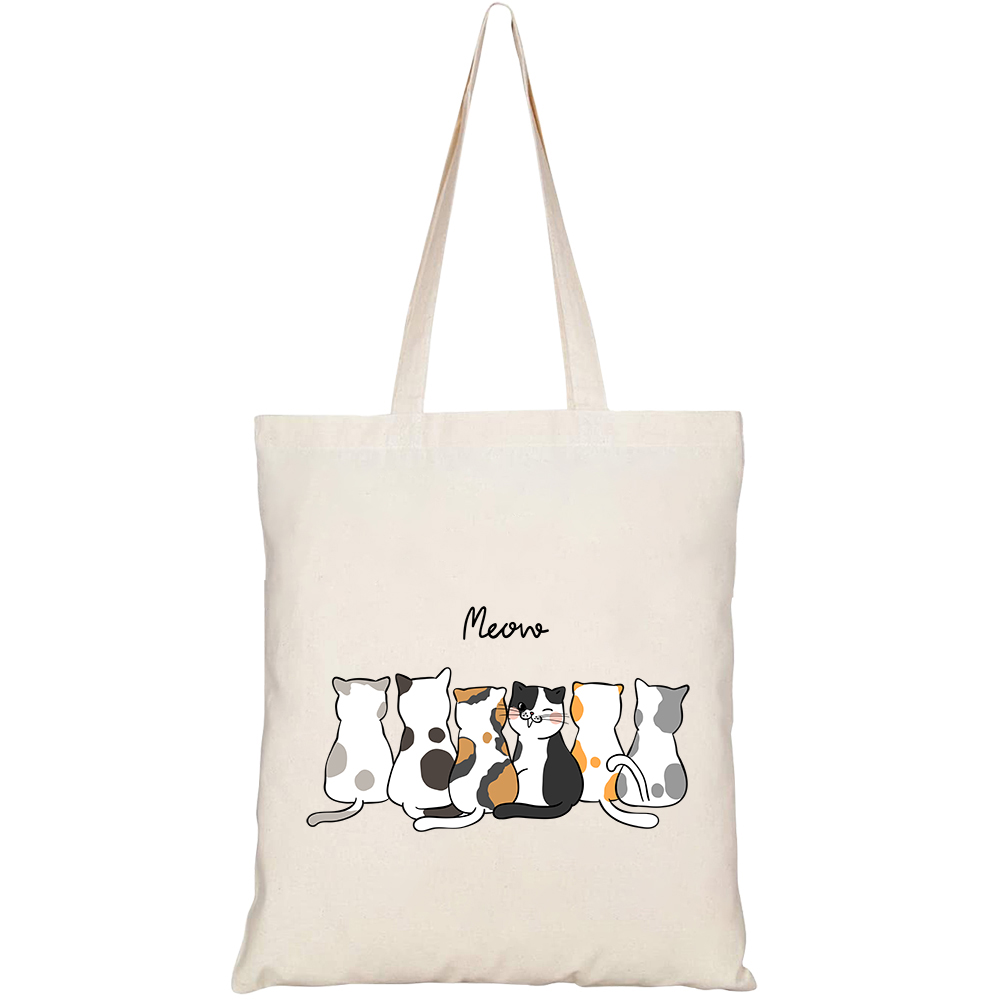 Túi vải tote canvas HTFashion in hình họa tiết Mèo cute HT42