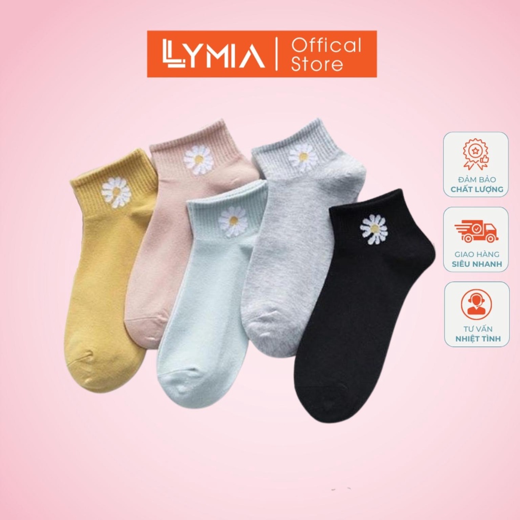 Túi Set 10 đôi tất vớ nữ cotton hoa cúc trộn màu cực xinh LYMIA