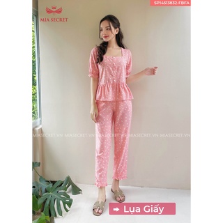 Đồ bộ nữ mặc nhà Mia Secret, đồ ngủ pijama quần dài lụa giấy cao cấp mặc mát MIA13832