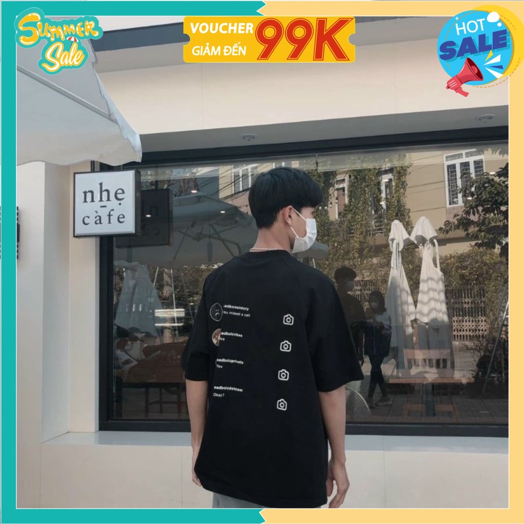 Áo thun nam nữ sad boiz sadtagram, Áo thun tay lỡ form rộng Sadboiz Sadtagram chất cotton co dãn thêu logo mặt mếu